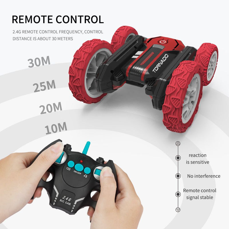 2.4GHz Remote Control Alloy Double Sided Tumbling Rotating Kids Electric Stunt Car Toy - USB Rechargeable