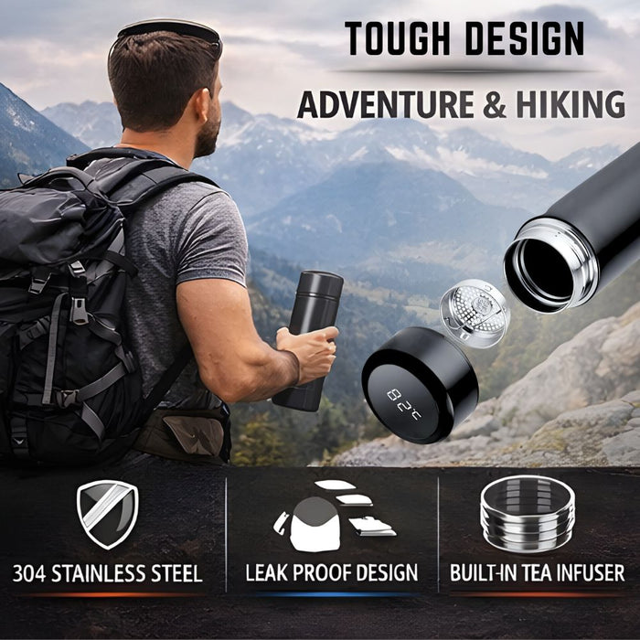 500ML Stainless Steel Insulated Hot and Cold Smart Water Bottle with Temperature LCD Display