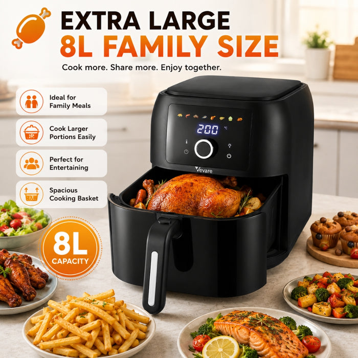 8L 1700W Digital Touch Air Fryer Oven Oil-Free Cooker