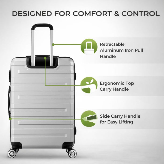 28 inch Luggage Set TSA Lock Hard Case Silver