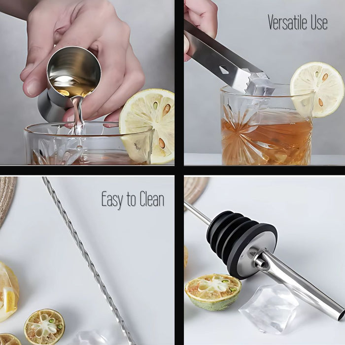 20 Piece Stainless Steel 750ml Cocktail Shaker Set with Stand