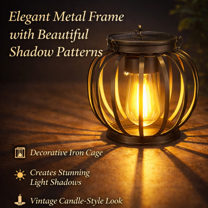 Outdoor Waterproof Retro Iron Art Solar Lantern