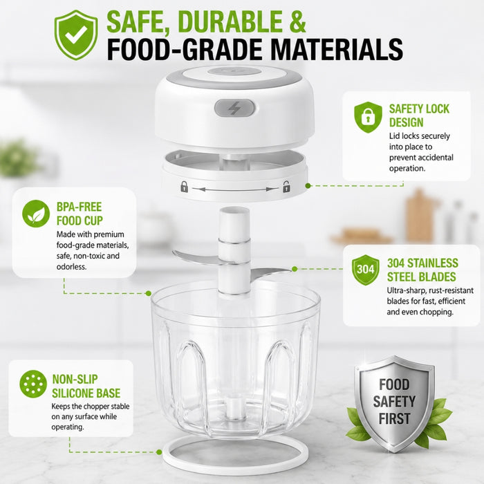 Automatic Mini Electric Food Chopper Portable Mini Food Processor
