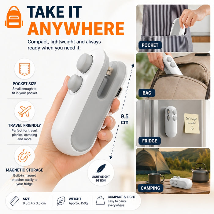 Portable Mini Handheld Heat Sealer with Built-in Cutter
