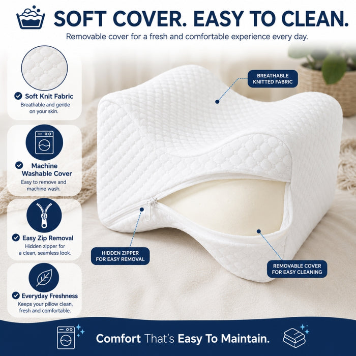 Memory Foam Side Sleeper Wedge Knee Pillow with Removable Cover