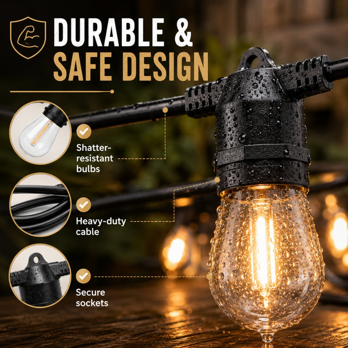 30M Waterproof LED Festoon String Lights