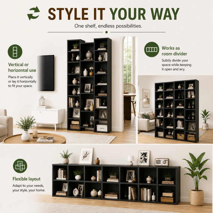 Display Shelf Media Storage Bookshelf - Black