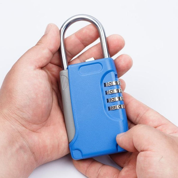 3 PCS Key Safe Box Password Lock Keys Box Metal Lock Body Padlock Type Storage Mini Safes (Blue)