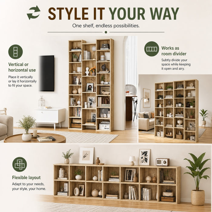 Display Shelf Media Storage Bookshelf - Natural