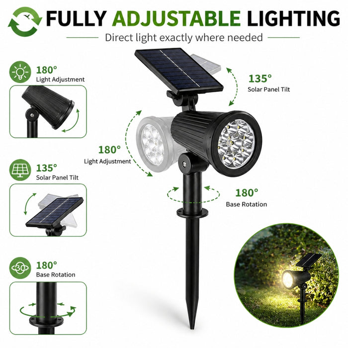 Outdoor Solar 9 LED Landscape Solar Spot Lights in Warm Cool or RGB