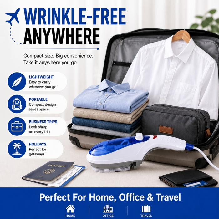 Handheld Garment Steamer Brush Portable Clothes Steam Iron (Blue)