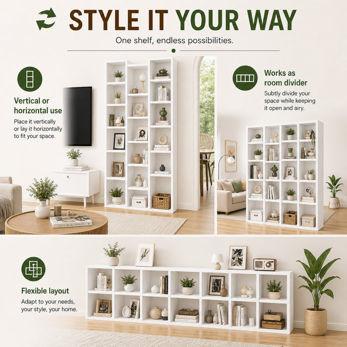 Display Shelf Media Storage Bookshelf - White