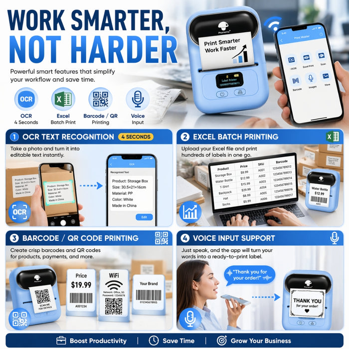 Portable Mini Barcode Sticker Label Maker Bluetooth Printer