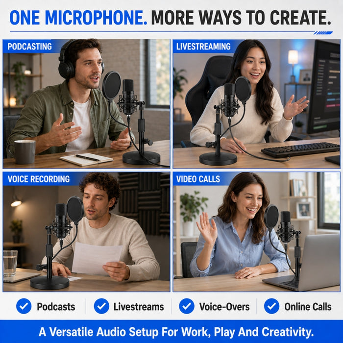 USB Condenser Microphone Set with Stand