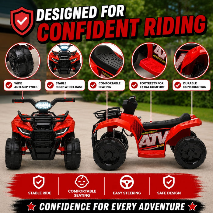 Kids Electric Rechargeable Ride On ATV - Red