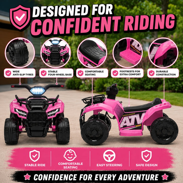 Kids Electric Rechargeable Ride On ATV - Pink