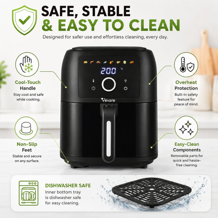 8L 1700W Digital Touch Air Fryer Oven Oil-Free Cooker