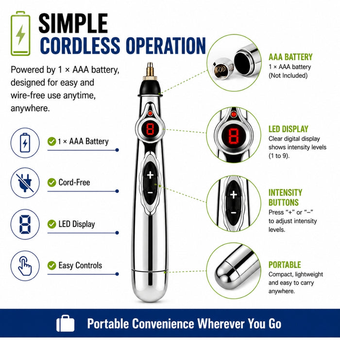 PulsePoint Electronic Massage Pen with 2 Massage Heads