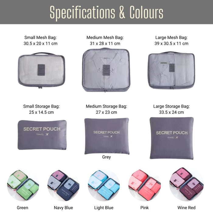 6-Piece Waterproof Travel Storage Bags