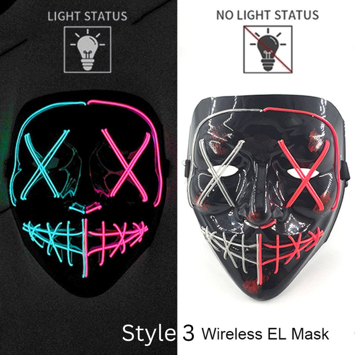Neon LED Purge Dark Cosplay Horror Mask