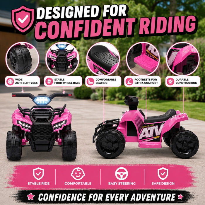 Kids Electric Rechargeable Ride On ATV - Pink