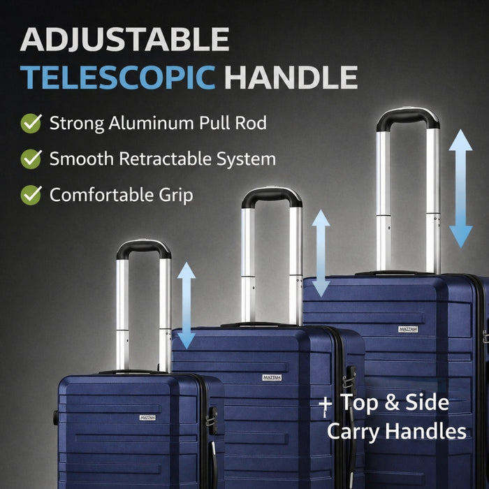 3pcs Hard Case TSA Lock Luggage Set - Navy