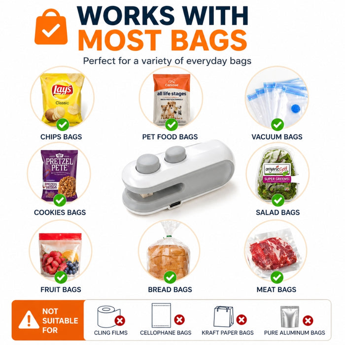 Portable Mini Handheld Heat Sealer with Built-in Cutter