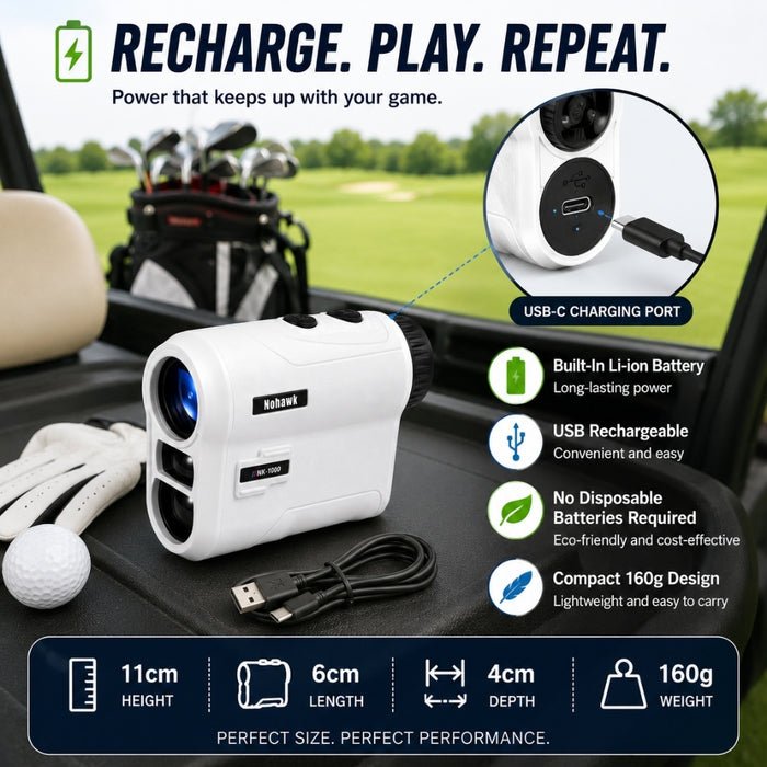 Rechargeable High-Precision Nohawk Golf Laser Rangefinder 5–1000m