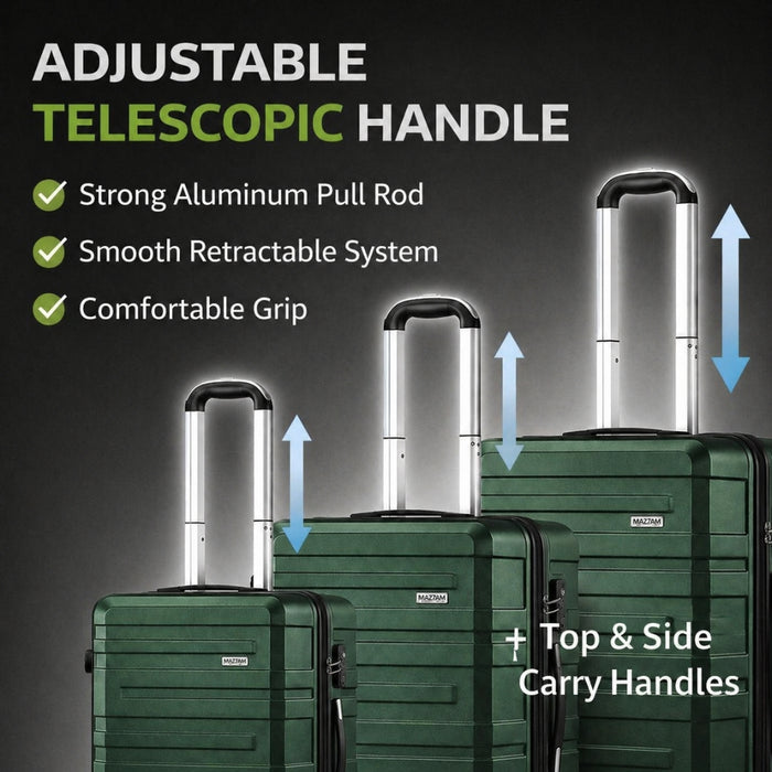 3pcs Hard Case TSA Lock Luggage Set - Green
