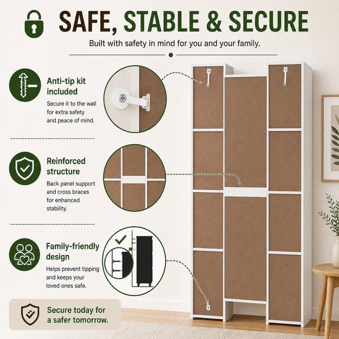 Display Shelf Media Storage Bookshelf - White