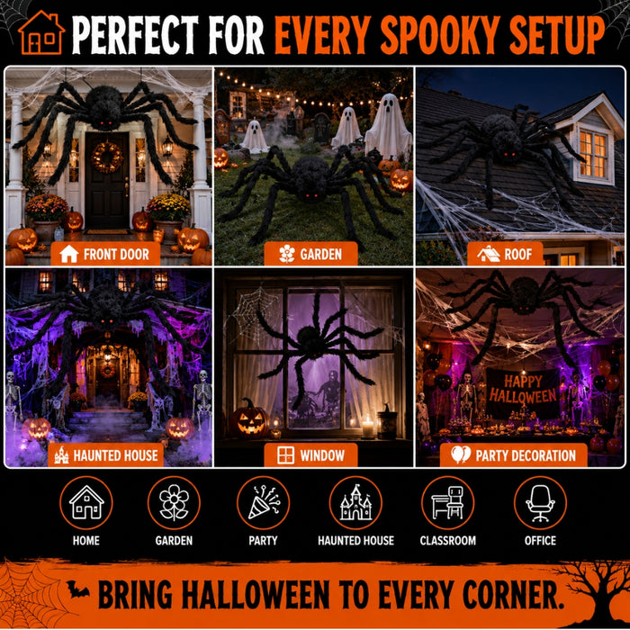 Plush Halloween Spider Decoration in Various Sizes