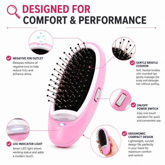 Battery Operated Hair Styling Comb and Scalp Massager