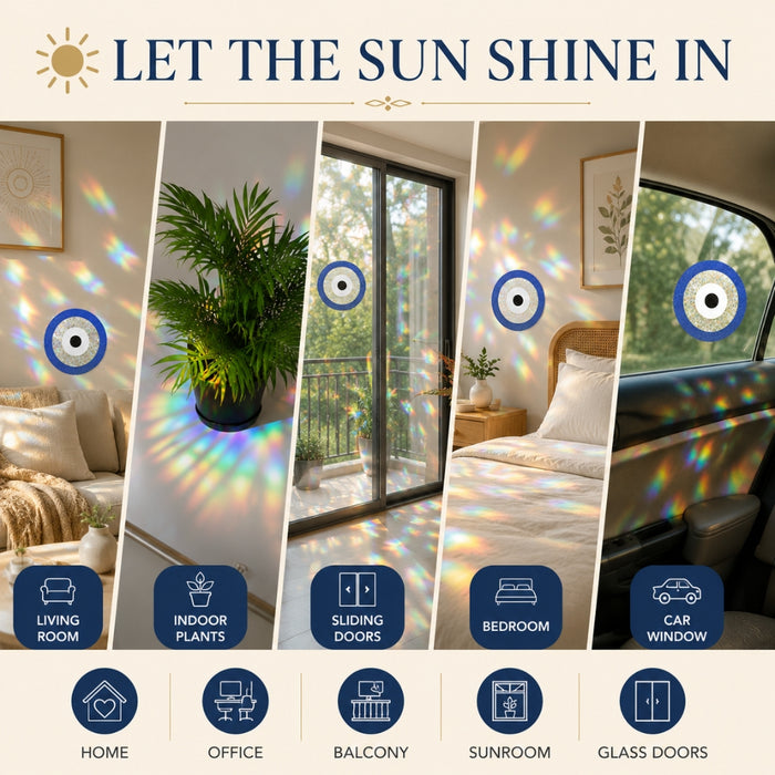 5pcs Colorful Sun Catcher Rainbow Prism Evil Eye Window Sticker
