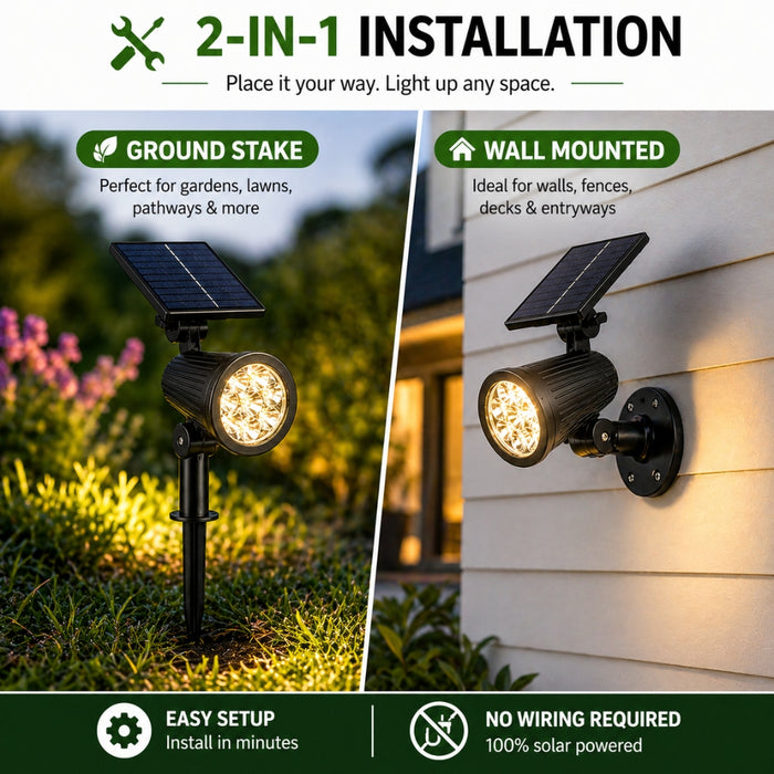 Outdoor Solar 9 LED Landscape Solar Spot Lights in Warm Cool or RGB