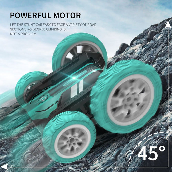 2.4GHz Remote Control Alloy Double Sided Tumbling Rotating Kids Electric Stunt Car Toy - USB Rechargeable