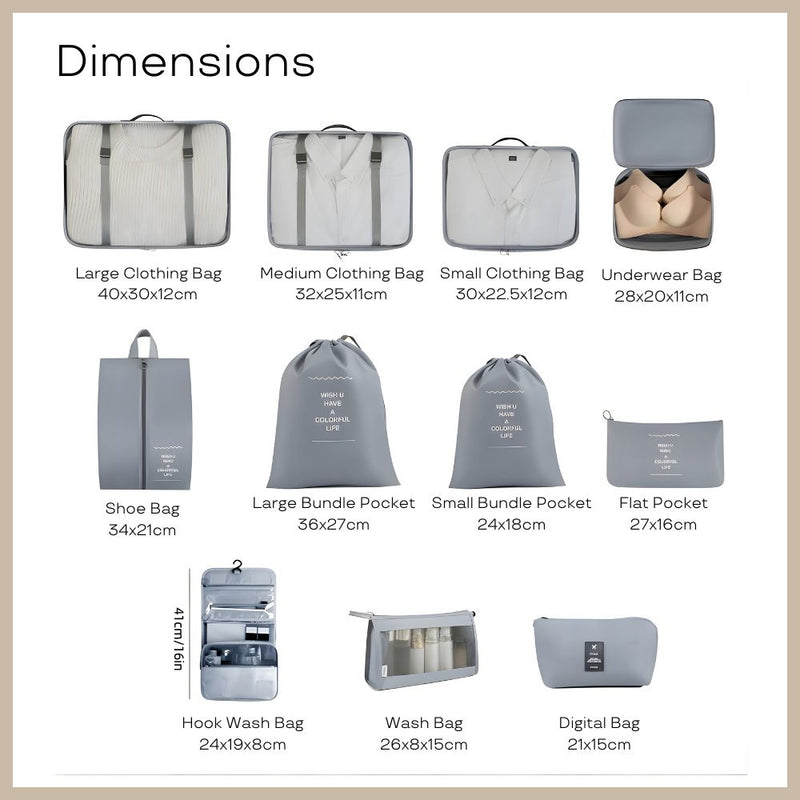 Travel Storage Packing Cubes Bag Set