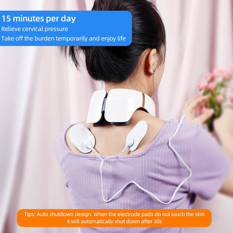 USB Rechargeable 6 Heads Electric Pulse Heating Neck Massager
