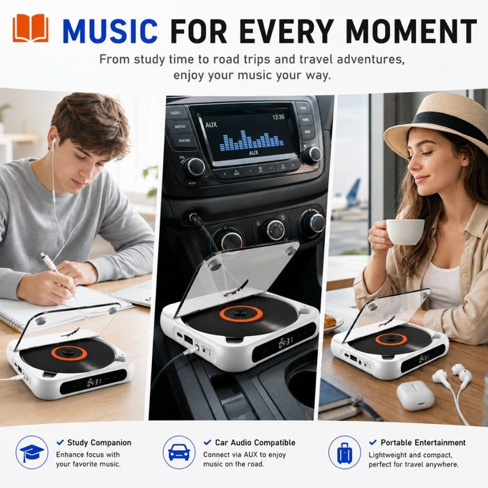 Portable Bluetooth Speaker LED Stereo CD Player