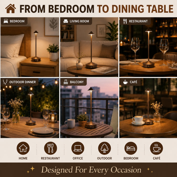 Rechargeable LED Table Lamp with Touch Sensor 3 Color Stepless Dimming
