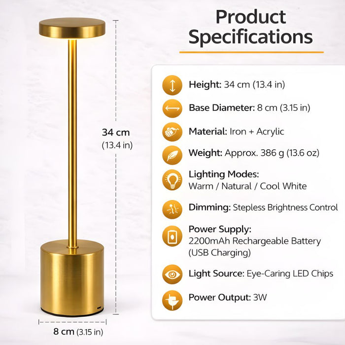 Rechargeable 3 Colors Adjustable Sensor LED Table Lamp