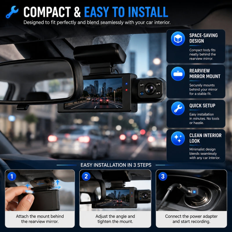 1080P WIFI Dual Camera Night Vision Dash Cam
