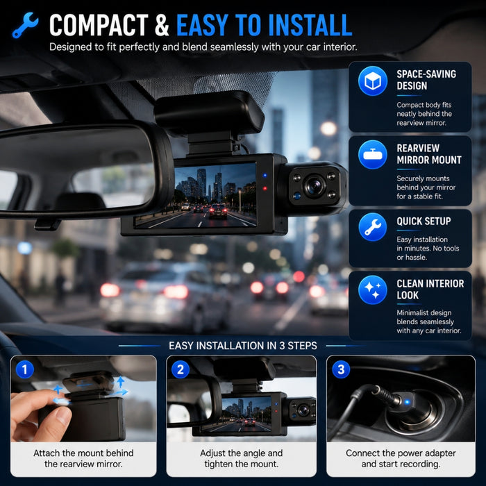 1080P WIFI Dual Camera Night Vision Dash Cam