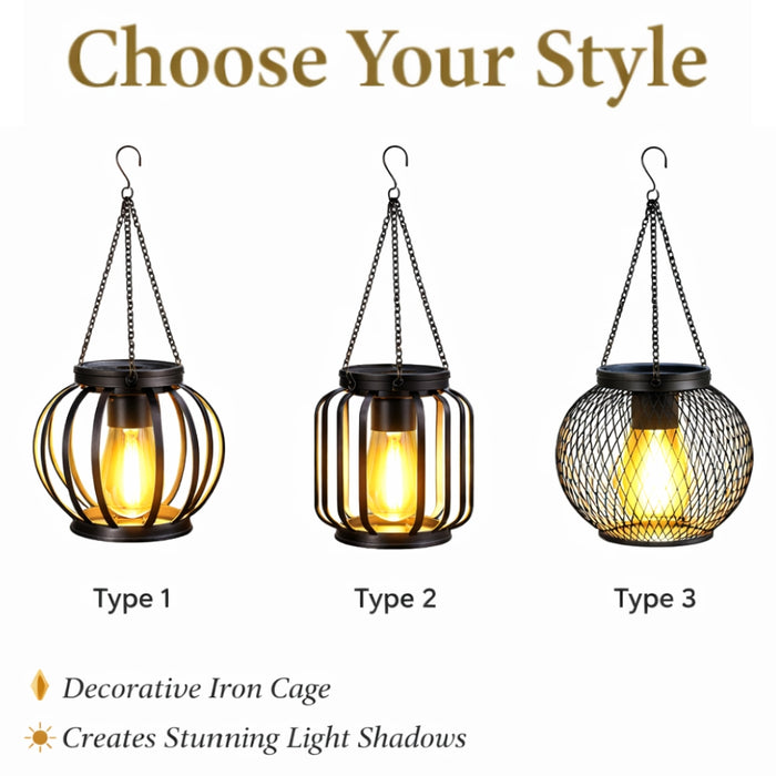 Outdoor Waterproof Retro Iron Art Solar Lantern