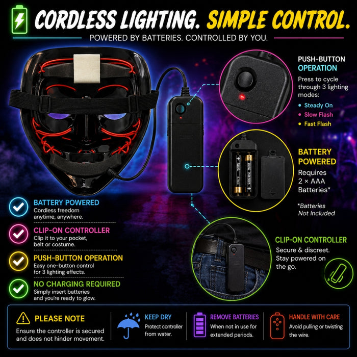 Neon LED Purge Dark Cosplay Horror Mask