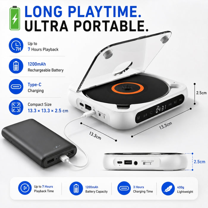 Portable Bluetooth Speaker LED Stereo CD Player