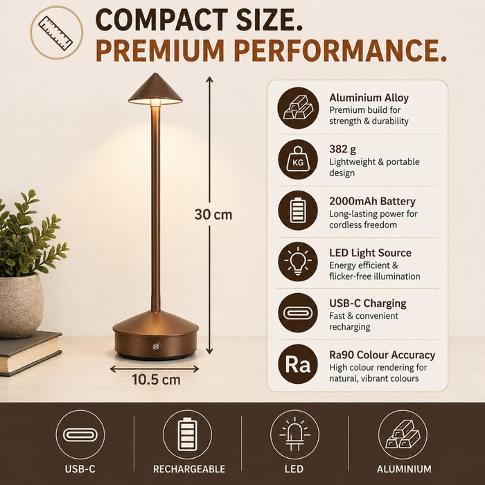 Rechargeable LED Table Lamp with Touch Sensor 3 Color Stepless Dimming