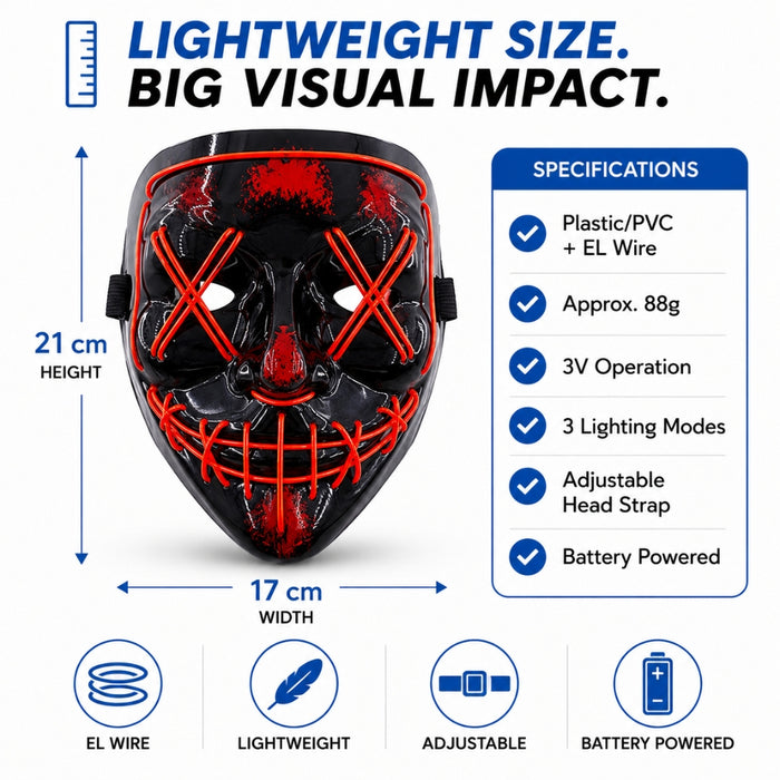 Neon LED Purge Dark Cosplay Horror Mask
