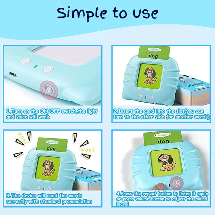 Audible Flash Cards Preschool Learning Machine - USB Rechargeable