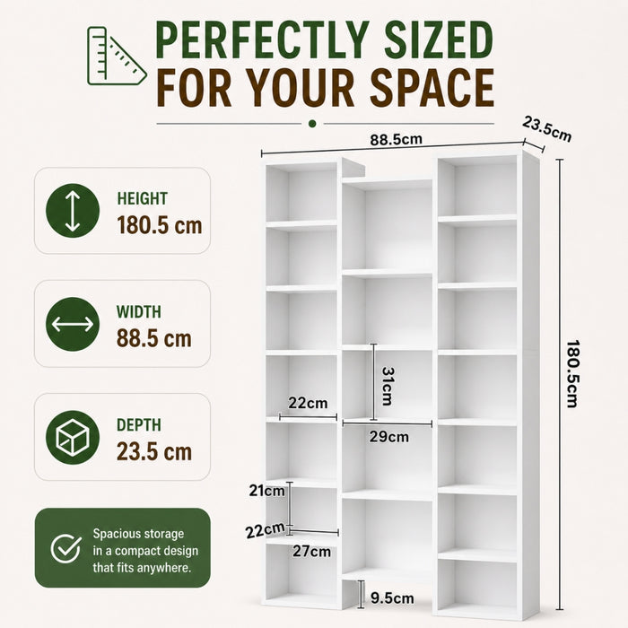 Display Shelf Media Storage Bookshelf - White