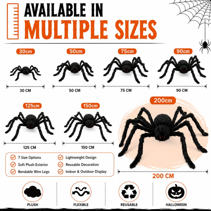 Plush Halloween Spider Decoration in Various Sizes
